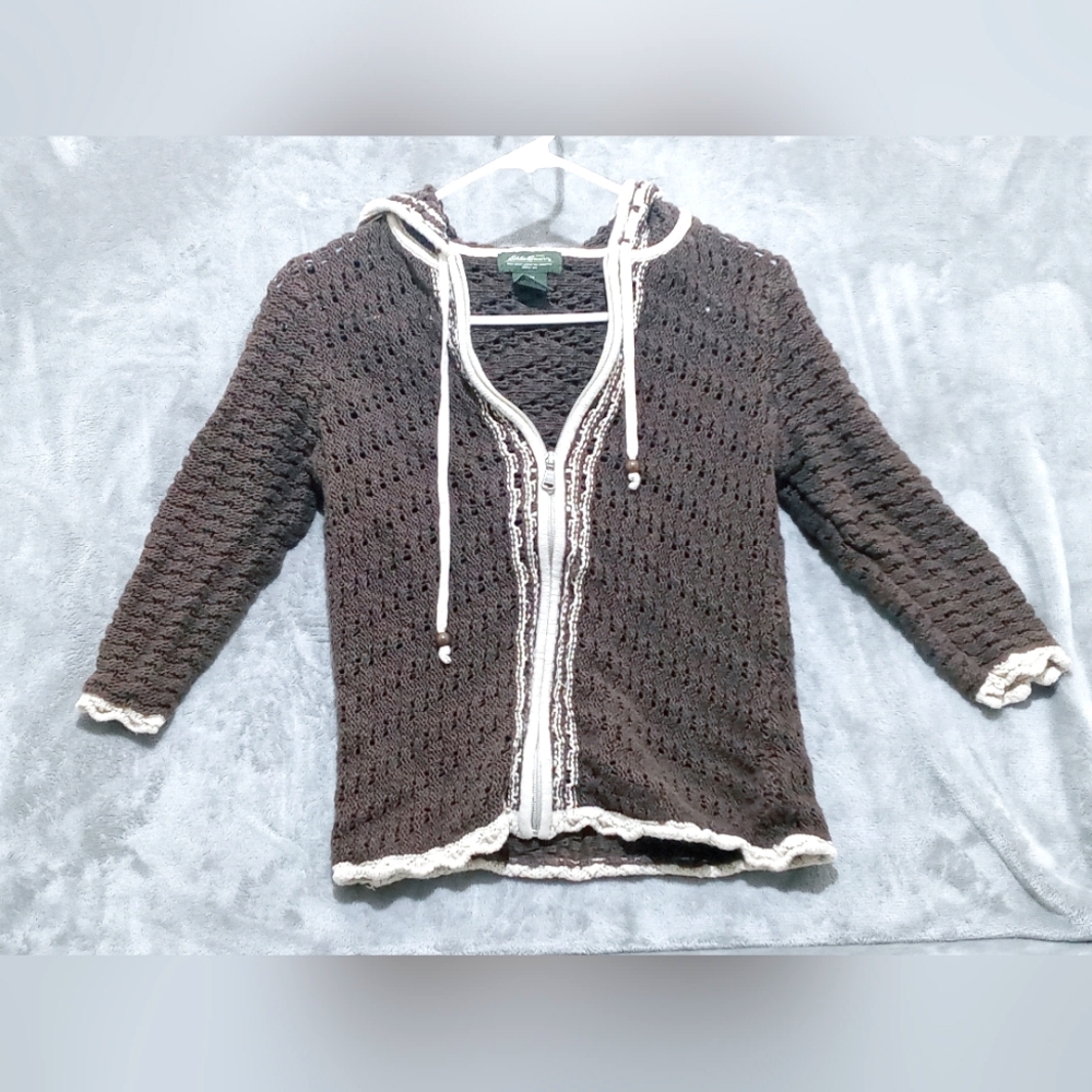 KNITTED EDDIE BAUER SWEATER WITH ZIPPER ( SIZE M)